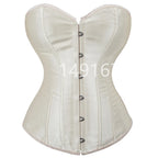 Luminous Teal Satin Overbust Corset with Front Metal Busk