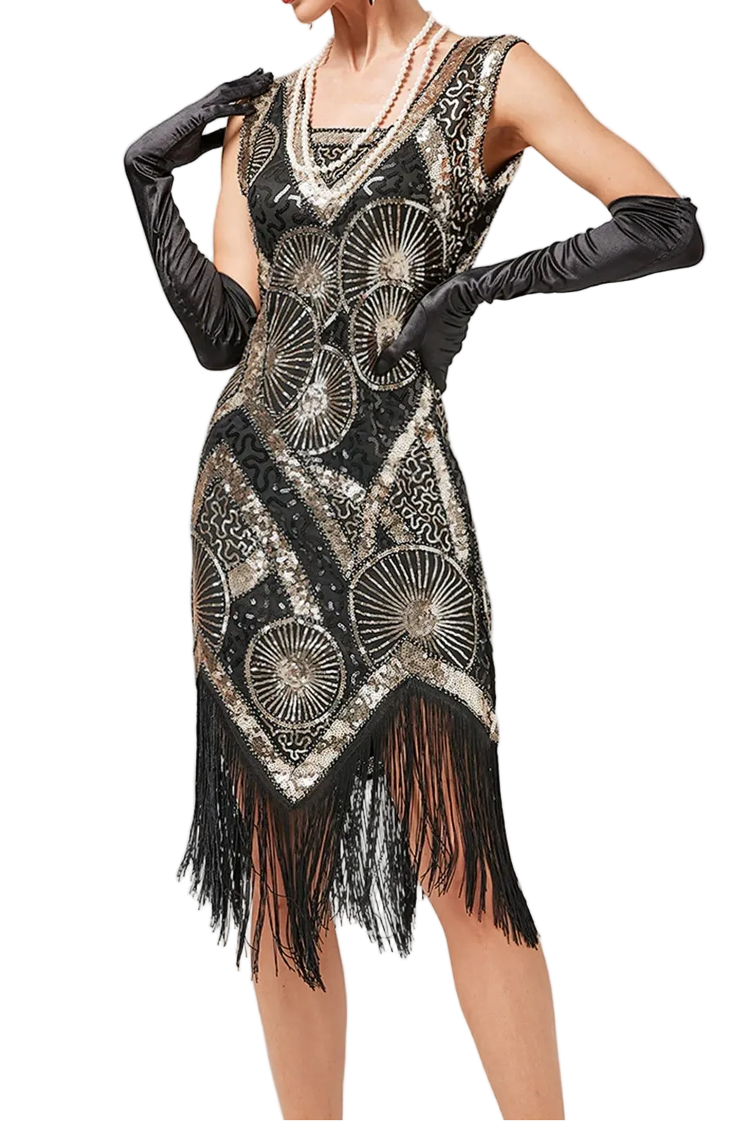 Gothic Sequin Fringe Dress for Elegant Alternative Fashion