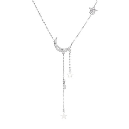 Celestial Moon and Star Drop Necklace for Dark Feminine Styling