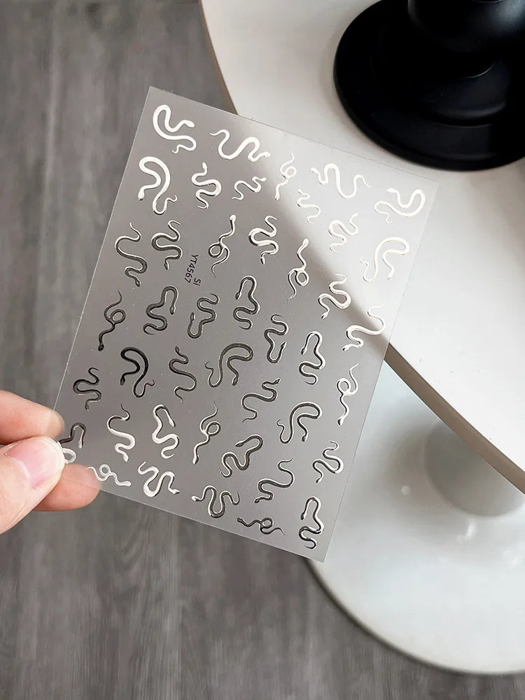 Minimalist Gothic Nail Art Sticker Set with Alternative Symbolic Details