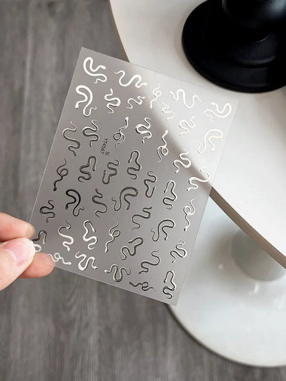 Minimalist Gothic Nail Art Sticker Set with Alternative Symbolic Details
