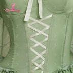 Women's Fairy-Inspired Ruffle Bodysuit with Flowing Chiffon Sleeves, Necklace and Matching Stockings