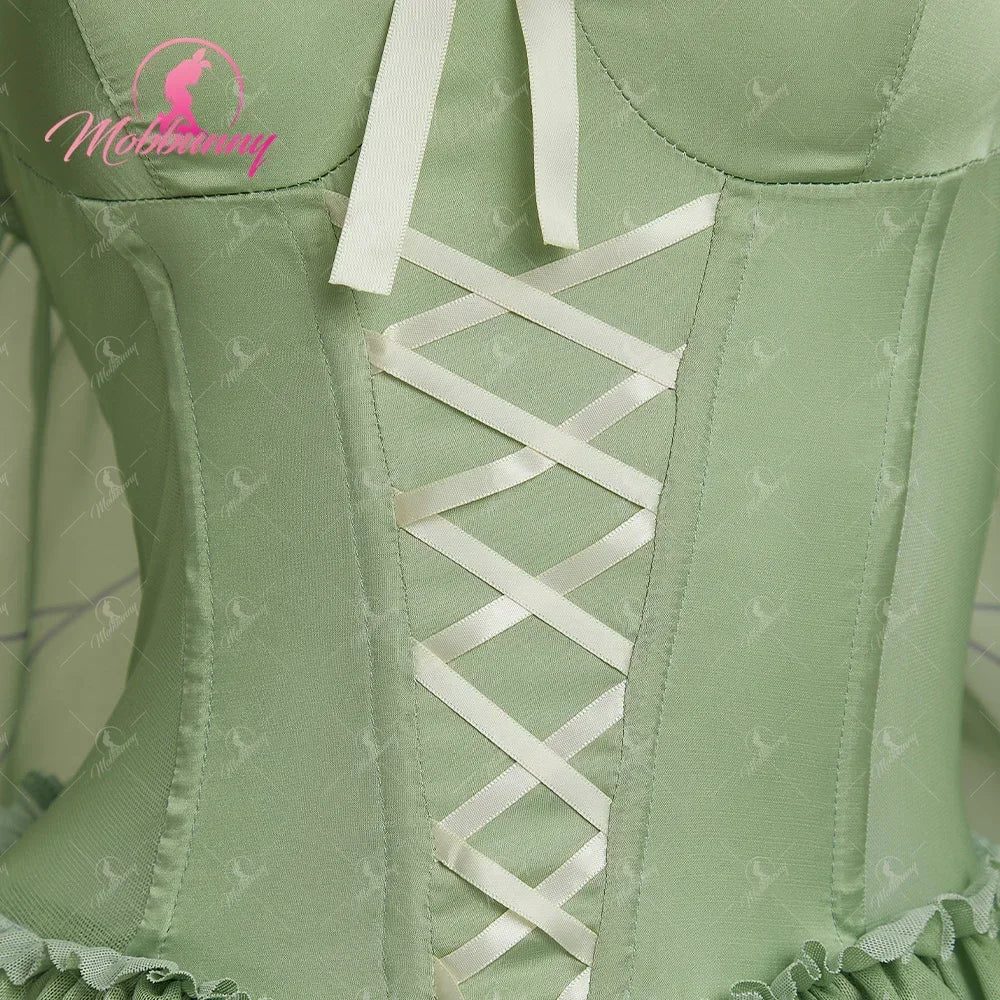 Women's Fairy-Inspired Ruffle Bodysuit with Flowing Chiffon Sleeves, Necklace and Matching Stockings