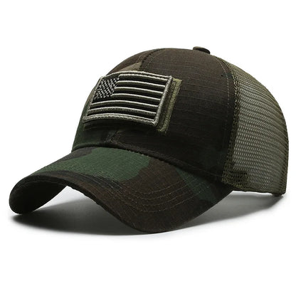 Unisex Mesh Baseball Cap with Camouflage Pattern and Embroidered Patch for Outdoor Adventures
