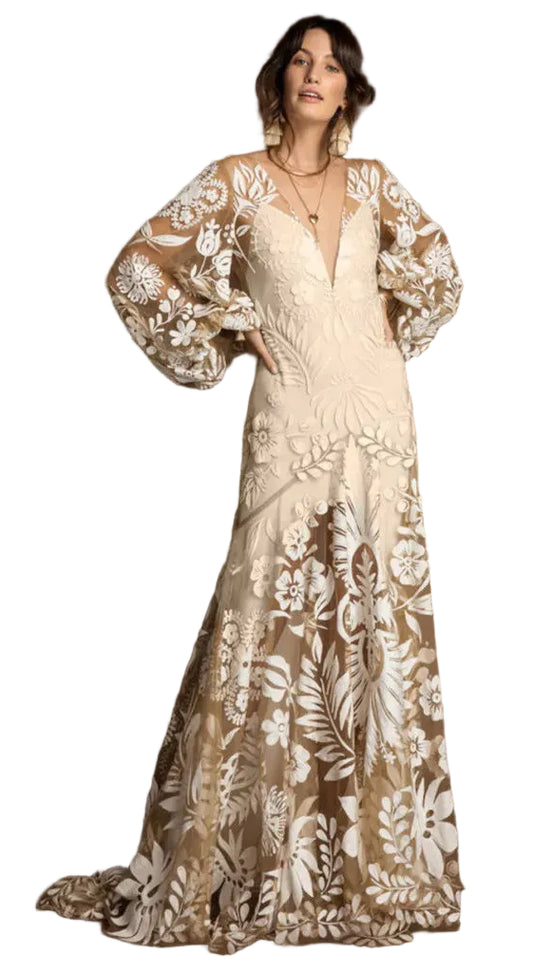 Ornate Embroidered Gothic Luxe Alternative Evening Gown