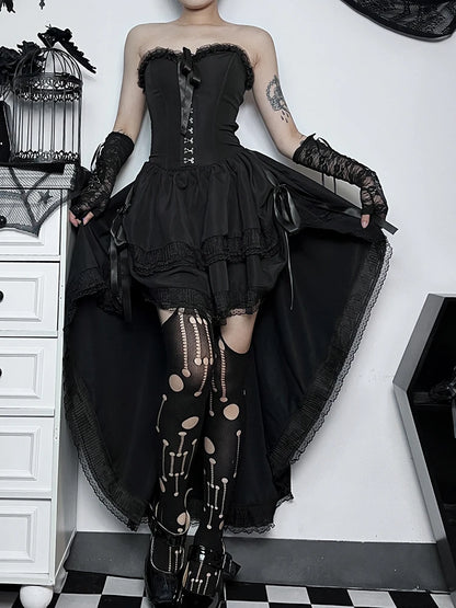 Layered Gothic Corset Dress with Dark Kawaii Alternative Fashion Aesthetic
