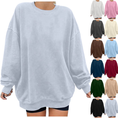 Women's Oversized Drop Shoulder Pullover Sweatshirt for Relaxed Everyday Casual Streetwear Style