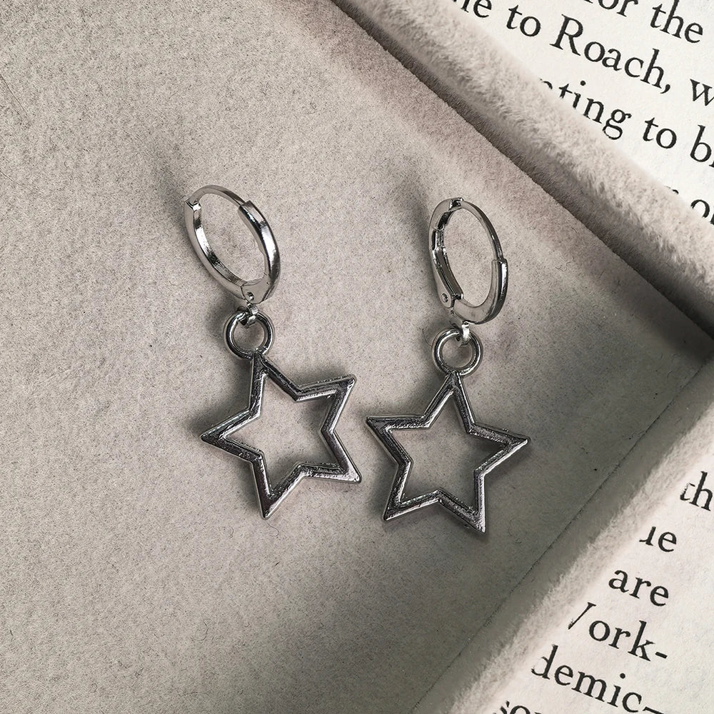 Hollow Star Drop Earrings Y2K Alternative Celestial Fashion Jewelry