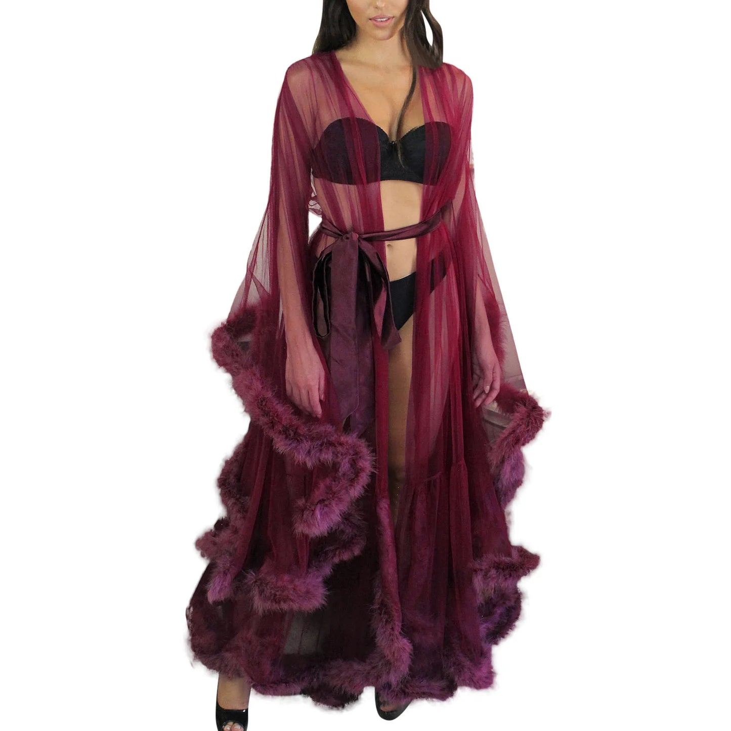 Sheer Layered Gothic Robe Style Alternative Fashion Dress Set