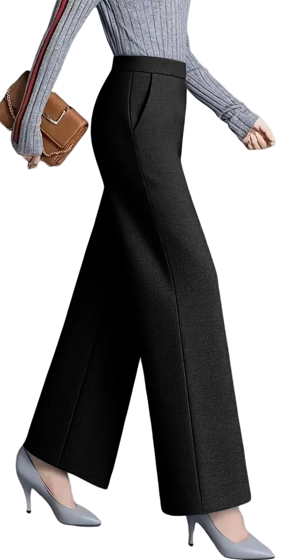 Women's High Waist Wide Leg Casual Pants with Elastic Waist and Relaxed Fit