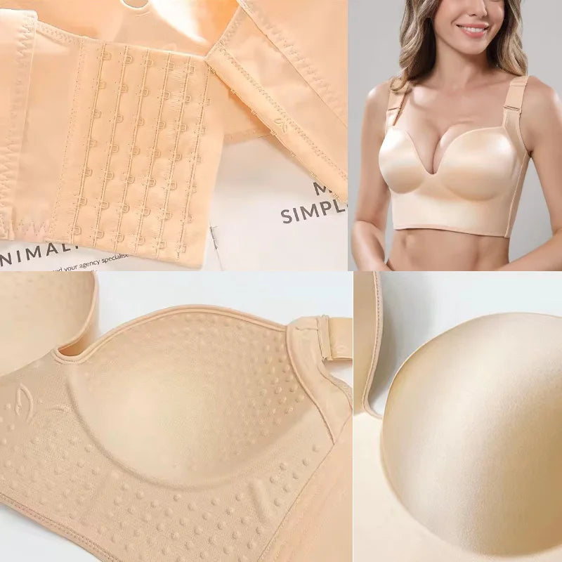 Full-Coverage Wireless Push-Up Bra with Smooth Molded Cups and Convertible Straps