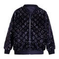 Men's Reflective Pattern Zip-Up Streetwear Bomber Jacket with Textured Finish