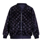 Men's Reflective Pattern Zip-Up Streetwear Bomber Jacket with Textured Finish