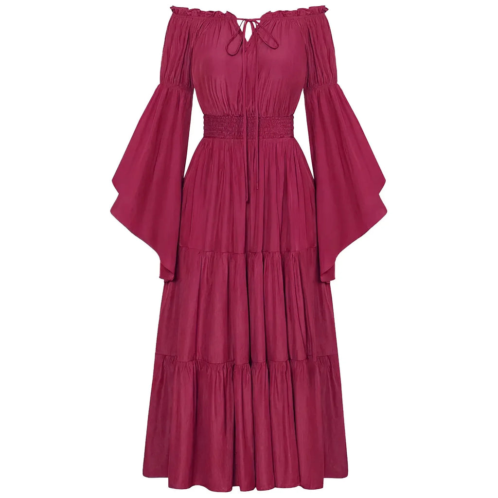 Flowing Gothic Maxi Dress with Layered Sleeves and Alternative Elegance