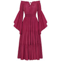 Flowing Gothic Maxi Dress with Layered Sleeves and Alternative Elegance