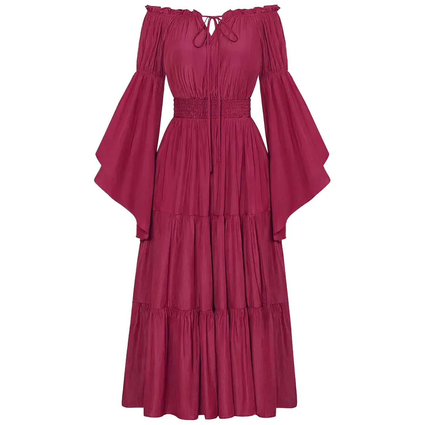 Flowing Gothic Maxi Dress with Layered Sleeves and Alternative Elegance