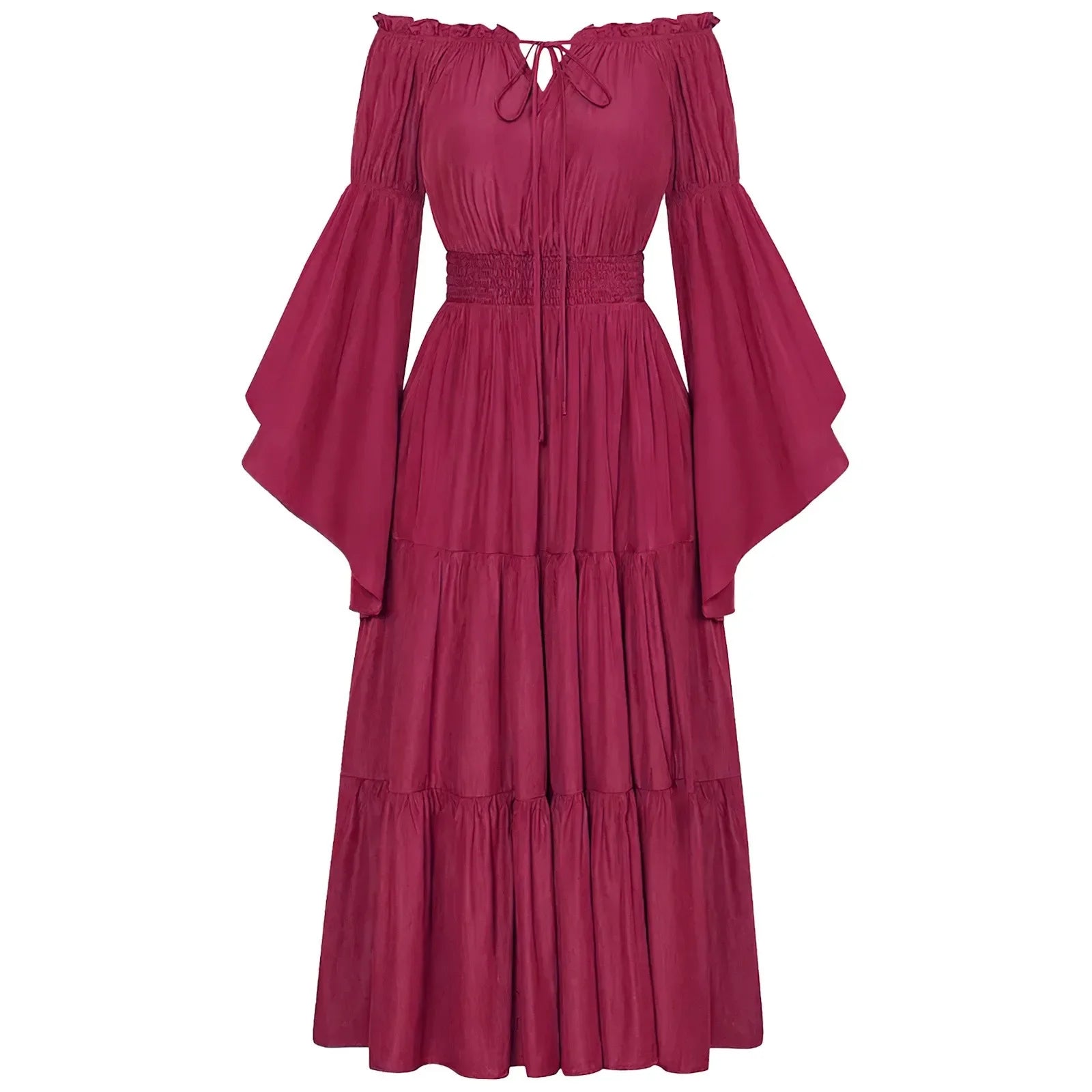 Flowing Gothic Maxi Dress with Layered Sleeves and Alternative Elegance