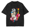 Oversized Vintage Anime Wash Graphic Tee with Bold Urban Illustration Artwork