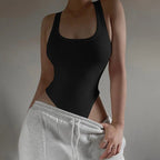 Halter Neck Sleeveless Bodycon Bodysuit for Gothic Clubwear and Festivals