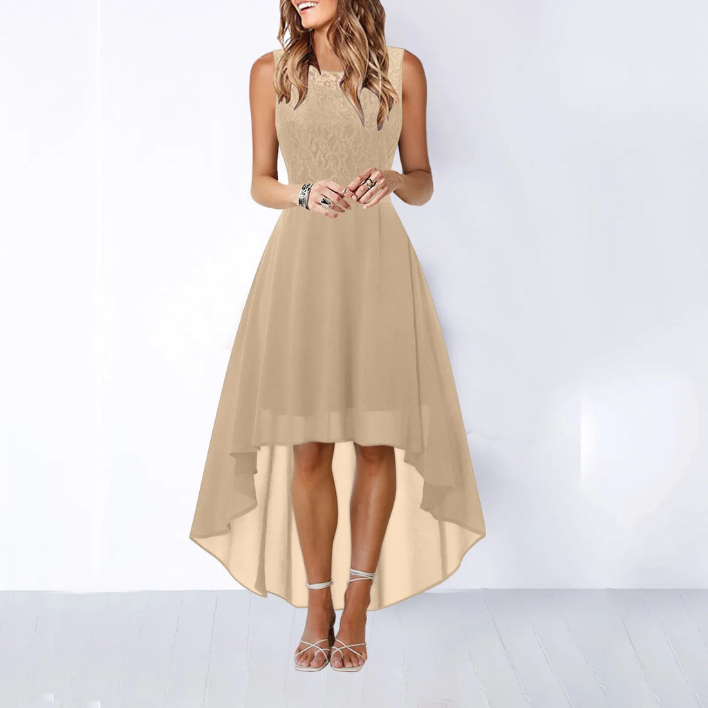 Sleeveless High Low Maxi Dress With Waist Tie Detail