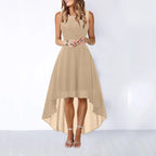 Sleeveless High Low Maxi Dress With Waist Tie Detail