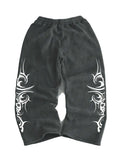 Men's Loose-Fit Graphic Print Straight-Leg Sweatpants with Elastic Waist Casual Streetwear Style