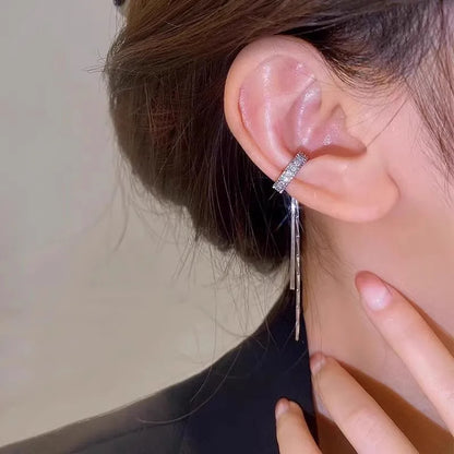 Crystal Chain Ear Cuff Clip Earring for Dark Feminine Styling