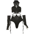 Cutout Mock Neck Bodysuit with Detachable Sleeve Style Alternative Fashion