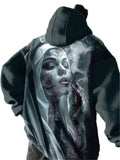 Dark Anime Oversized Hoodie with Gothic Manga Graphic Aesthetic