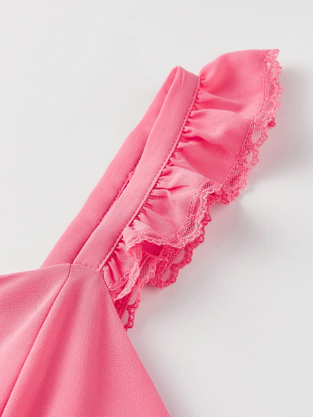 Ruffle Strap A-Line Mini Dress with Ruched Bodice and Flowy Hem