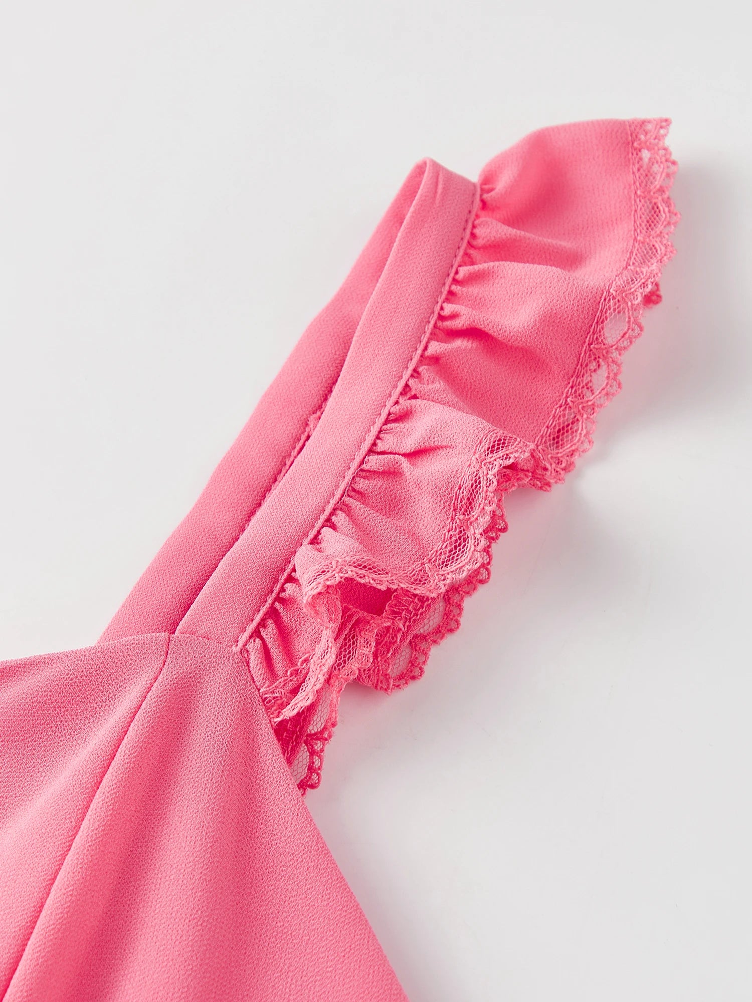 Ruffle Strap A-Line Mini Dress with Ruched Bodice and Flowy Hem