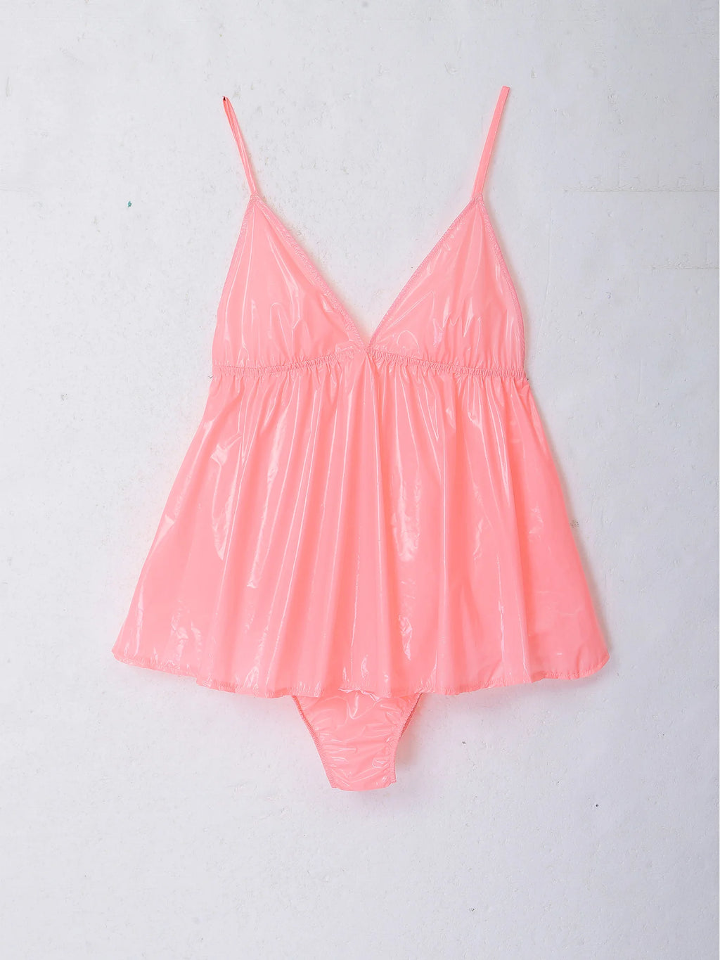 Vibrant V-Neck Babydoll and Matching Panty Set with Flowing Silhouette