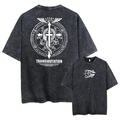 Anime Goth Transformation Symbol Oversized Vintage Graphic Streetwear T-Shirt