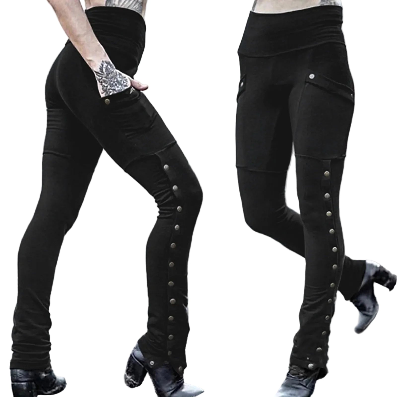 Stud Detail Skinny Pants High Waist Gothic Inspired Alternative Bottoms