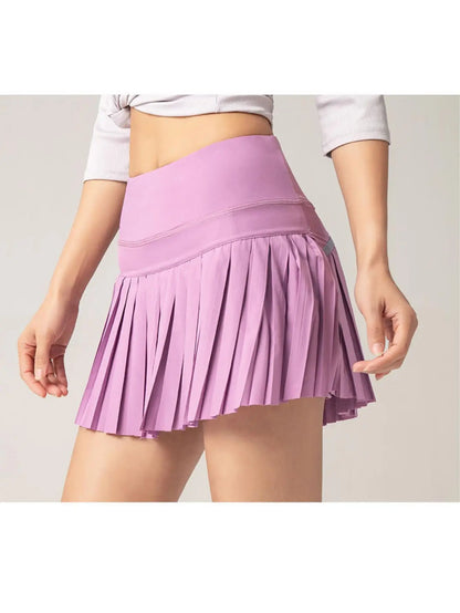 High Waist Pleated Tennis Skort with Built-In Shorts and Pockets