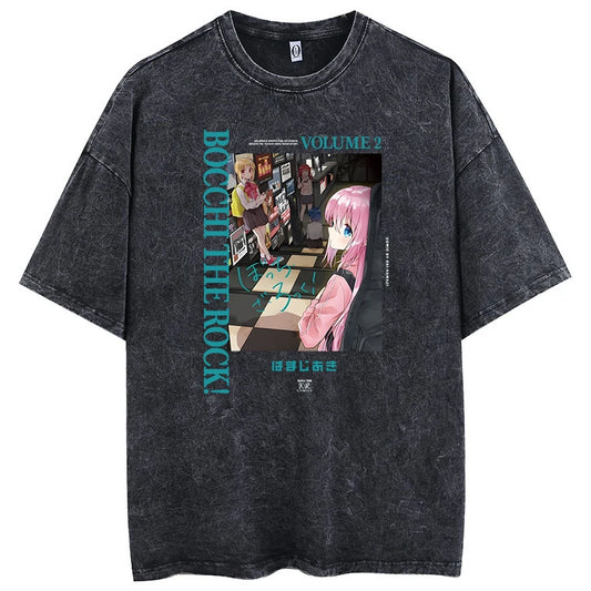 Retro Anime Goth Oversized Tee with Manga Streetwear Graphic Artwork