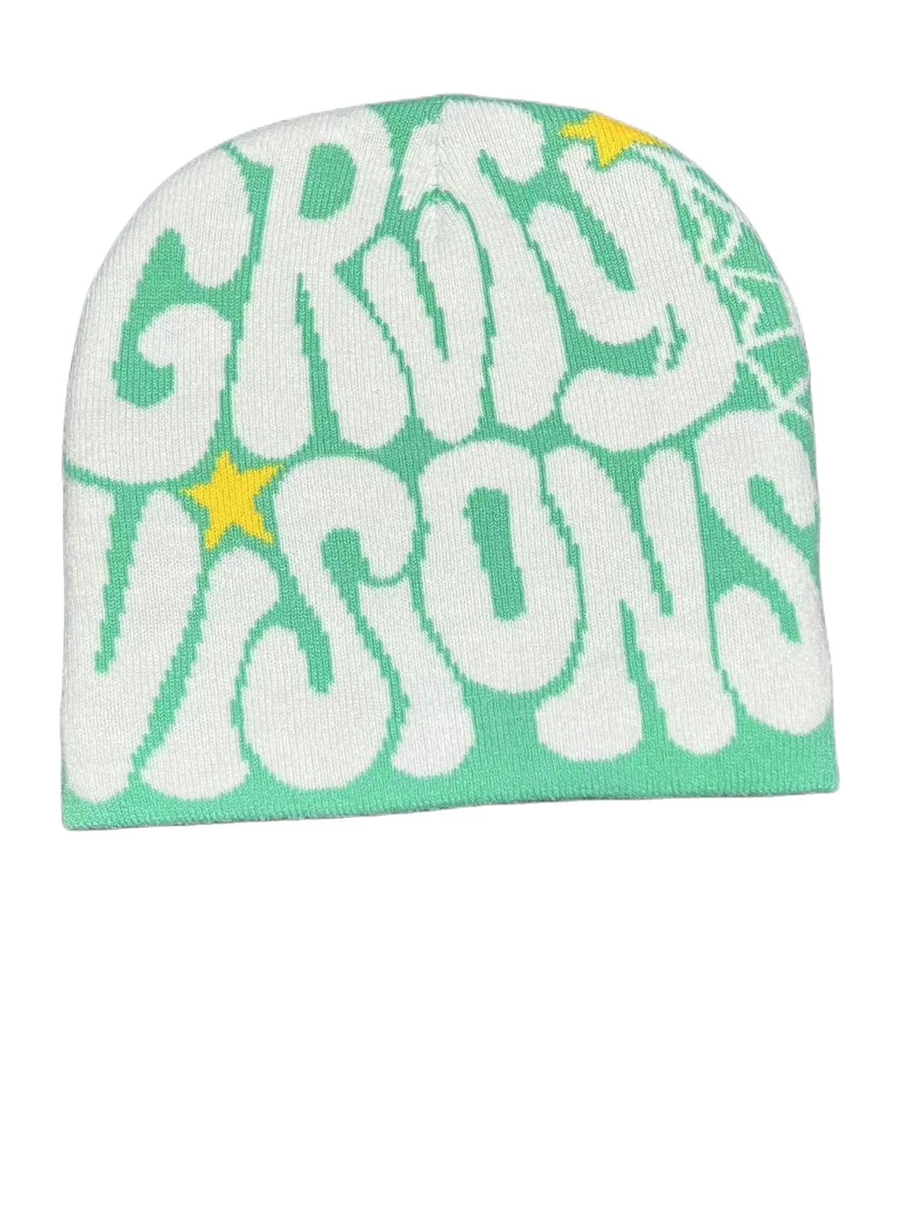 Bold Typography Cotton Blend Knit Beanie for Contemporary Streetwear Winter Everyday Fashion Style