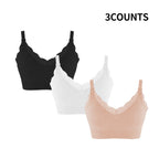 Wire-Free Seamless Nursing Bra with Delicate Scalloped Lace Trim