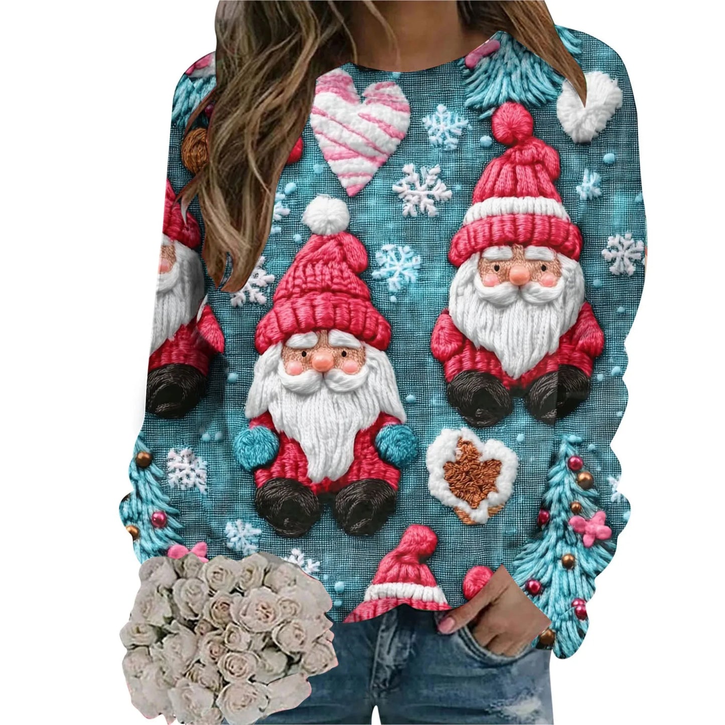 Women's Festive Holiday Graphic Hooded Sweatshirt with Relaxed Fit for Seasonal Comfort