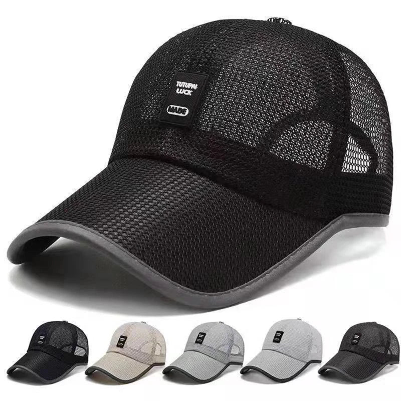 Breathable Linen Mesh Baseball Cap Adjustable Curved Brim Casual Outdoor Streetwear Hat