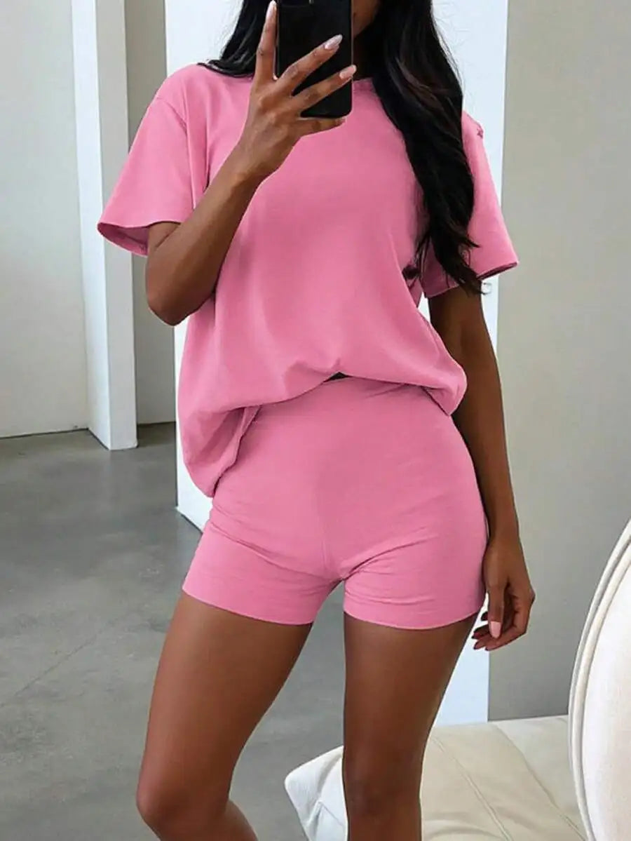 Oversized T Shirt and Shorts Relaxed Summer Lounge Co-Ord Set