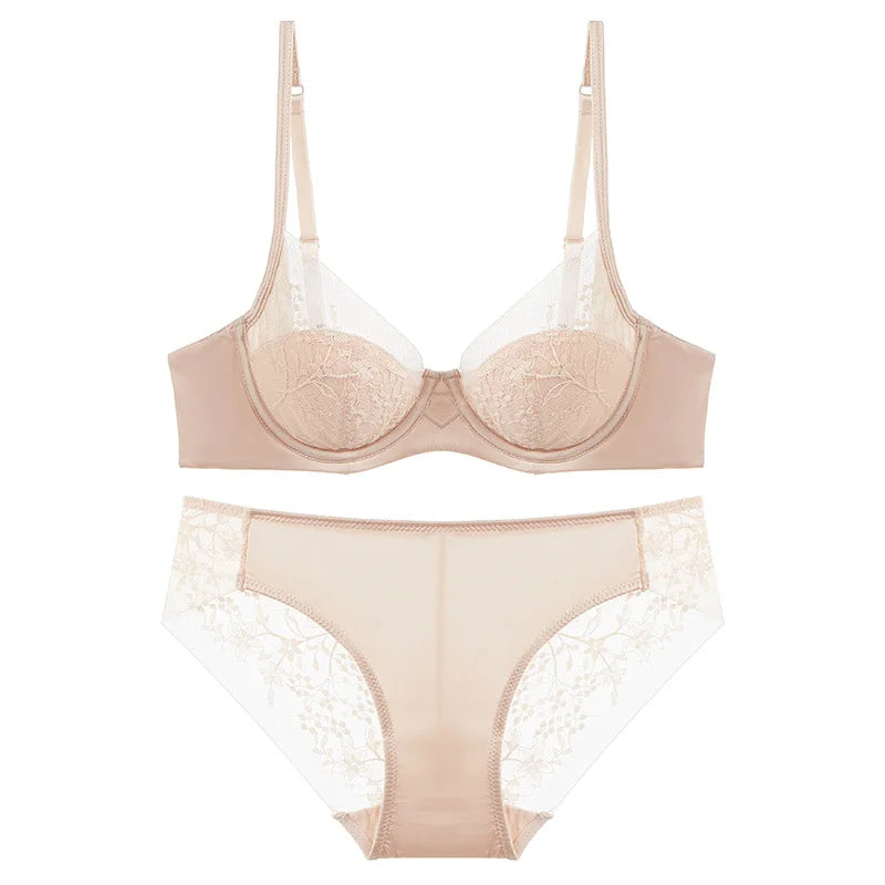 Edgy Black Geometric Strappy Wire-Free Bra and Thong Set