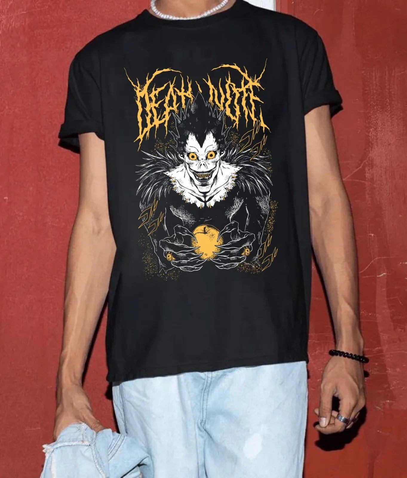 Goth Oversized Graphic Tee with Dark Creature Manga Artwork Design