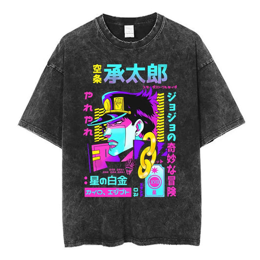 Anime Goth Retro Manga Streetwear Tee with Cyber Graphic Art Print