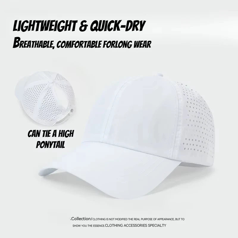 Washed Ponytail Baseball Cap Adjustable Curved Brim Casual Streetwear Outdoor Hat