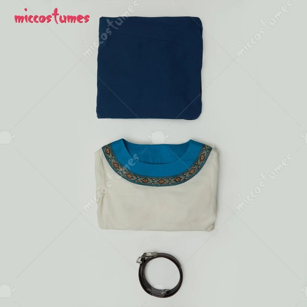 Women's Medieval Linen Blend Dress Set with Apron Layer, Belt and Long Sleeve Design