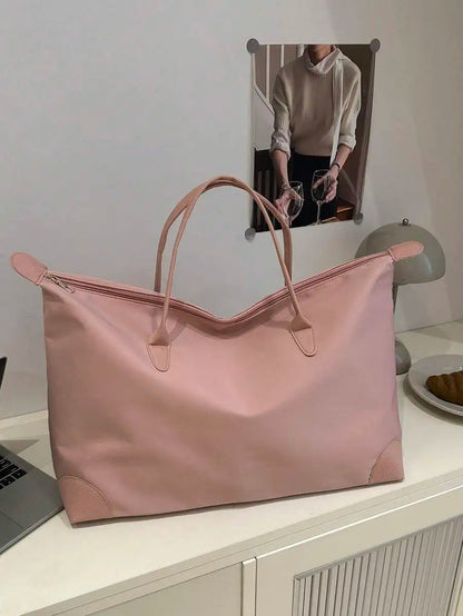 Minimalist Large Capacity Weekender Tote Bag with Zip Closure