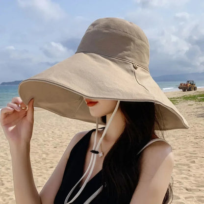 Wide Brim Foldable Sun Hat with UPF Protection and Adjustable Chin Strap for Outdoor Wear