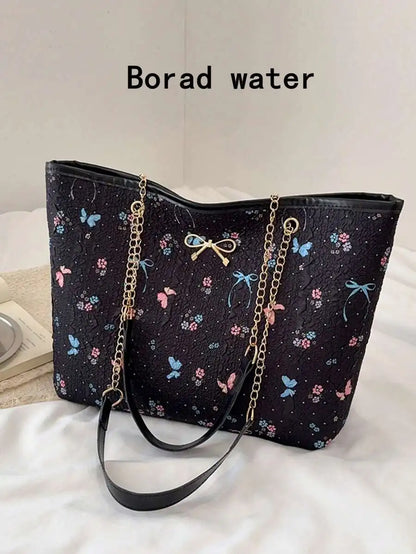 Soft Faux Suede Chain Strap Shoulder Tote Bag with Relaxed Silhouette