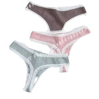 Women’s Delicate Lace Low-Rise Thong with Floral-Style Trim, Minimal G-String Silhouette and Solid Color Design